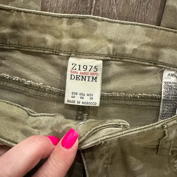 Zara Olive Denim Pants - Picture 4 of 13